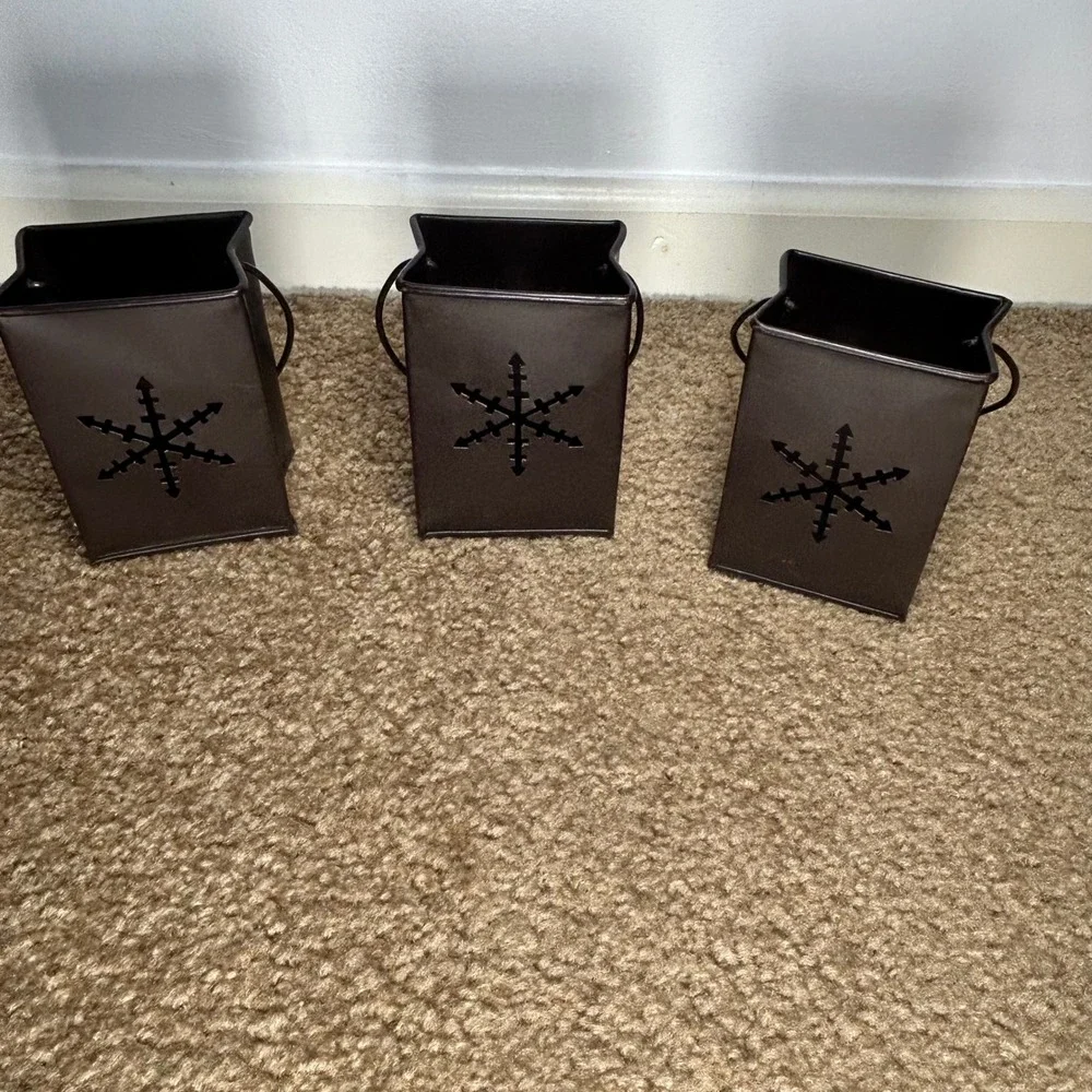Vintage Eddie Bauer Illuminary Bag Snowflake Tea Light‎ Candle Holder Set of 3